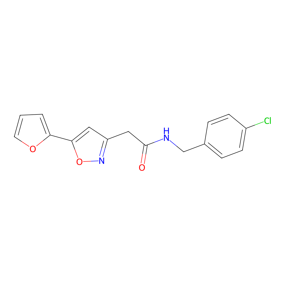 N-(4-chlorobenzyl)-2-(5-(furan-2-yl)isoxazol-3-yl)acetamide molecular structure, CAS 1105217-46-6