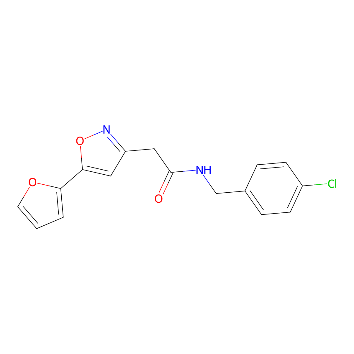 N-(4-chlorobenzyl)-2-(5-(furan-2-yl)isoxazol-3-yl)acetamide molecular structure, CAS 1105217-46-6