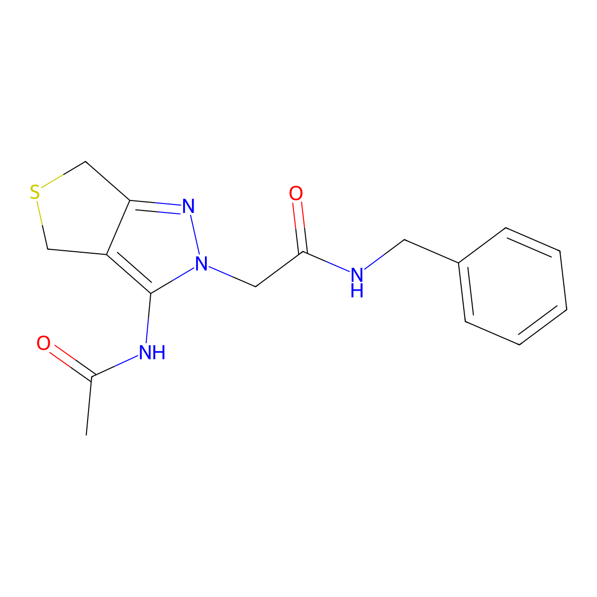 2-(3-acetamido-4,6-dihydro-2H-thieno[3,4-c]pyrazol-2-yl)-N-benzylacetamide molecular structure, CAS 1105217-50-2