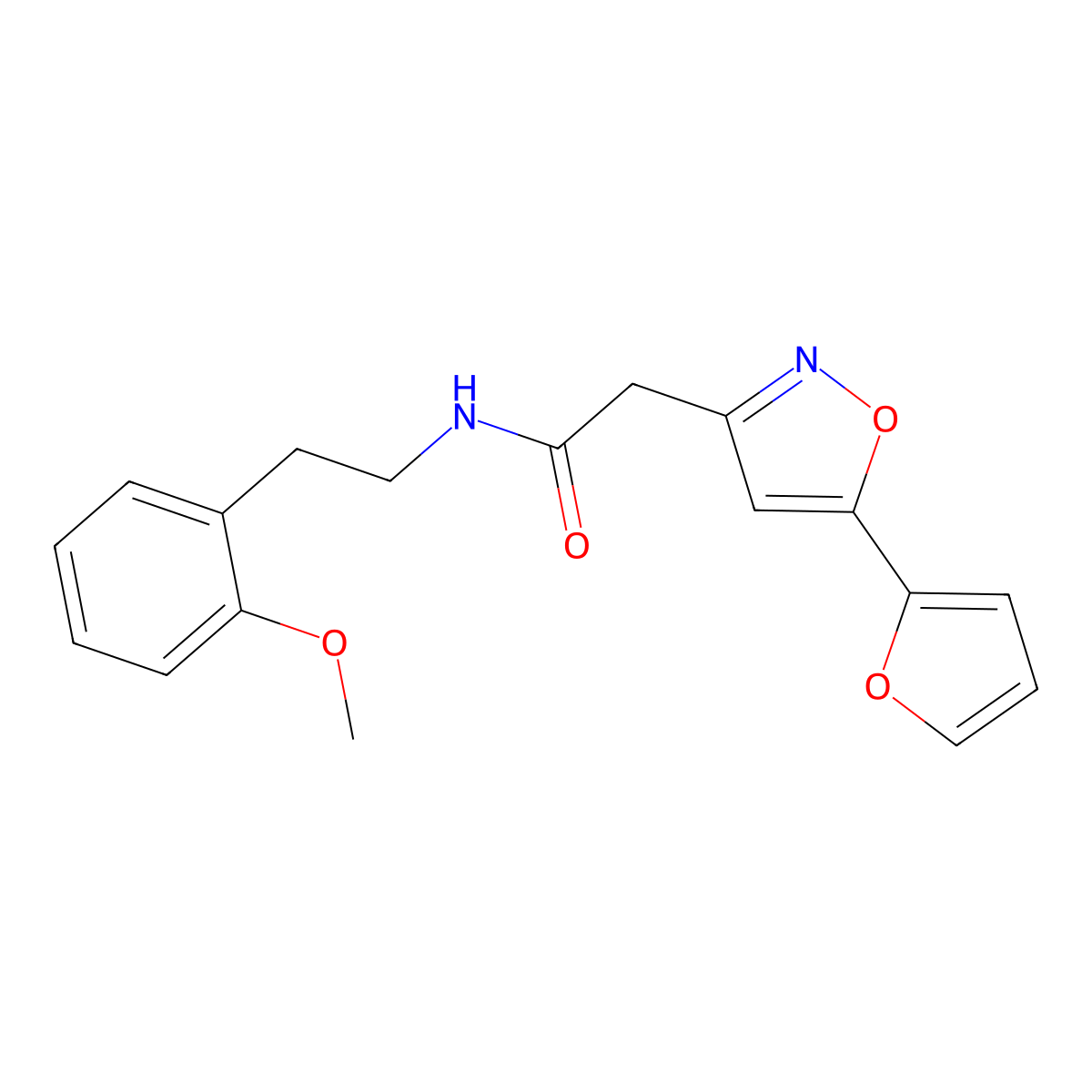 2-(5-(furan-2-yl)isoxazol-3-yl)-N-(2-methoxyphenethyl)acetamide molecular structure, CAS 1105217-63-7