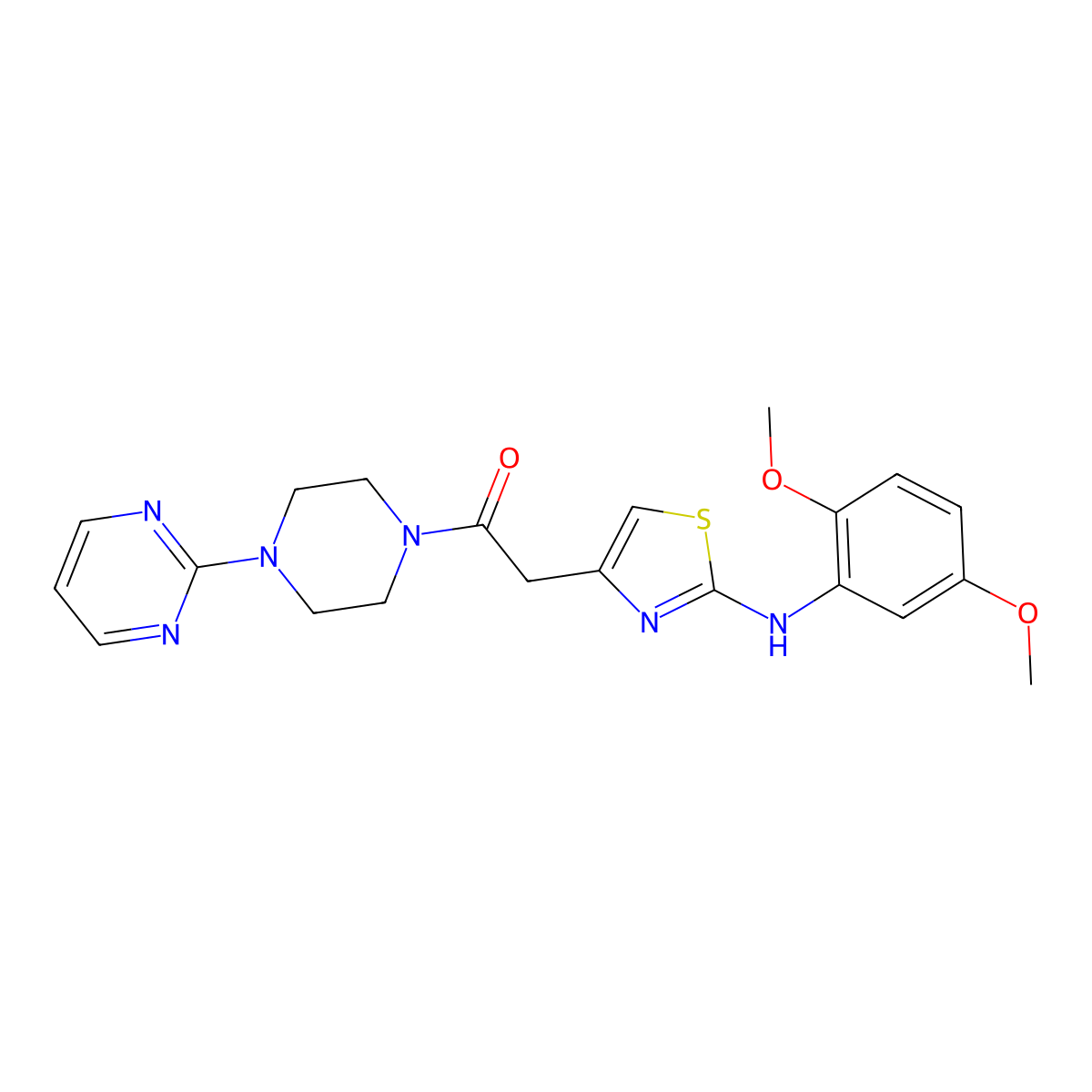 2-(2-((2,5-Dimethoxyphenyl)amino)thiazol-4-yl)-1-(4-(pyrimidin-2-yl)piperazin-1-yl)ethanone molecular structure, CAS 1105217-70-6