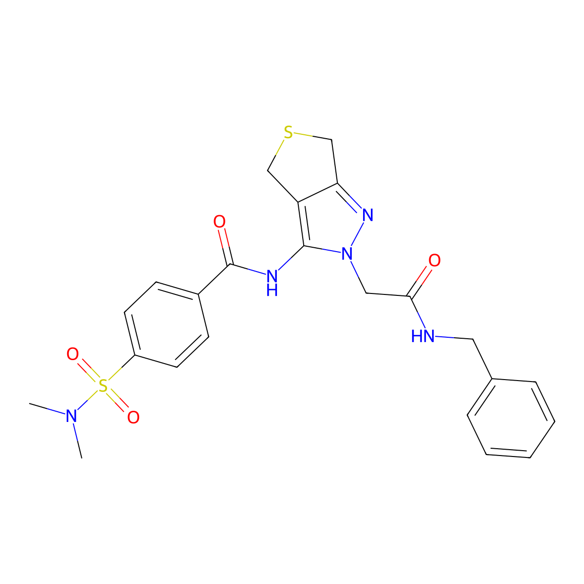 N-(2-(2-(benzylamino)-2-oxoethyl)-4,6-dihydro-2H-thieno[3,4-c]pyrazol-3-yl)-4-(N,N-dimethylsulfamoyl)benzamide molecular structure, CAS 1105217-74-0