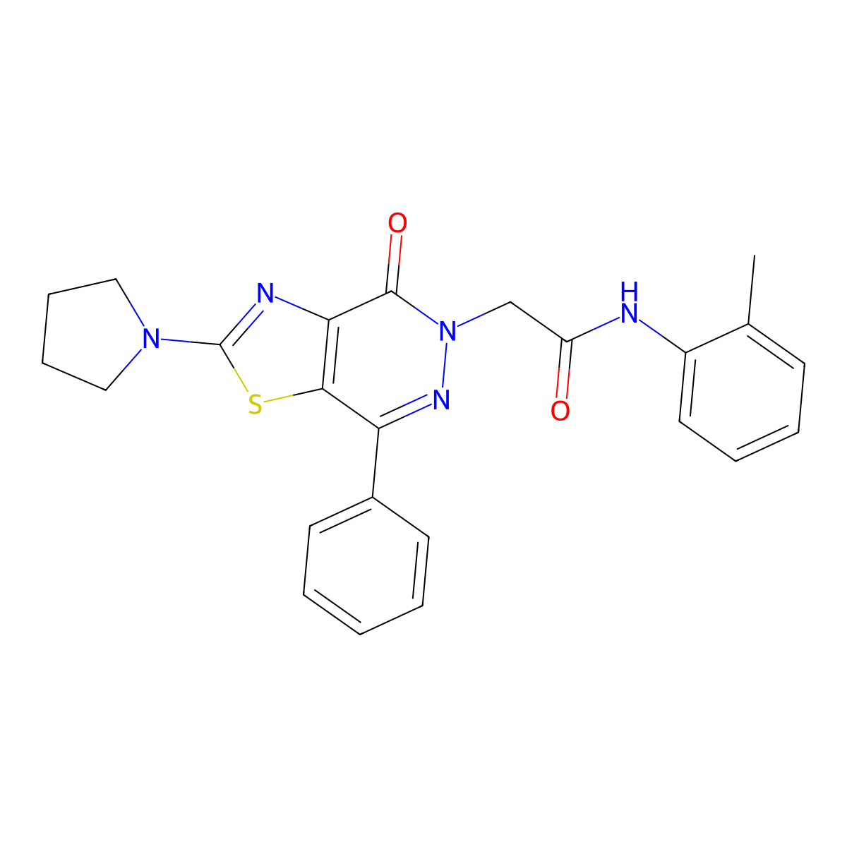 2-(4-oxo-7-phenyl-2-(pyrrolidin-1-yl)thiazolo[4,5-d]pyridazin-5(4H)-yl)-N-(o-tolyl)acetamide molecular structure, CAS 1105217-77-3