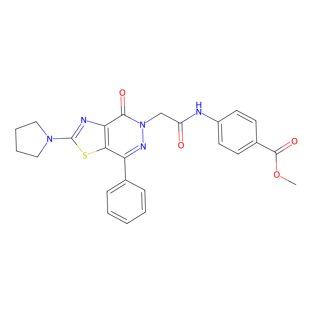 methyl 4-(2-(4-oxo-7-phenyl-2-(pyrrolidin-1-yl)thiazolo[4,5-d]pyridazin-5(4H)-yl)acetamido)benzoate molecular structure, CAS 1105217-95-5