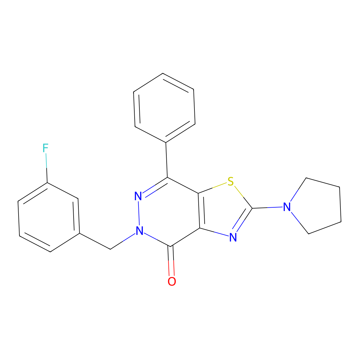 5-(3-fluorobenzyl)-7-phenyl-2-(pyrrolidin-1-yl)thiazolo[4,5-d]pyridazin-4(5H)-one molecular structure, CAS 1105218-05-0