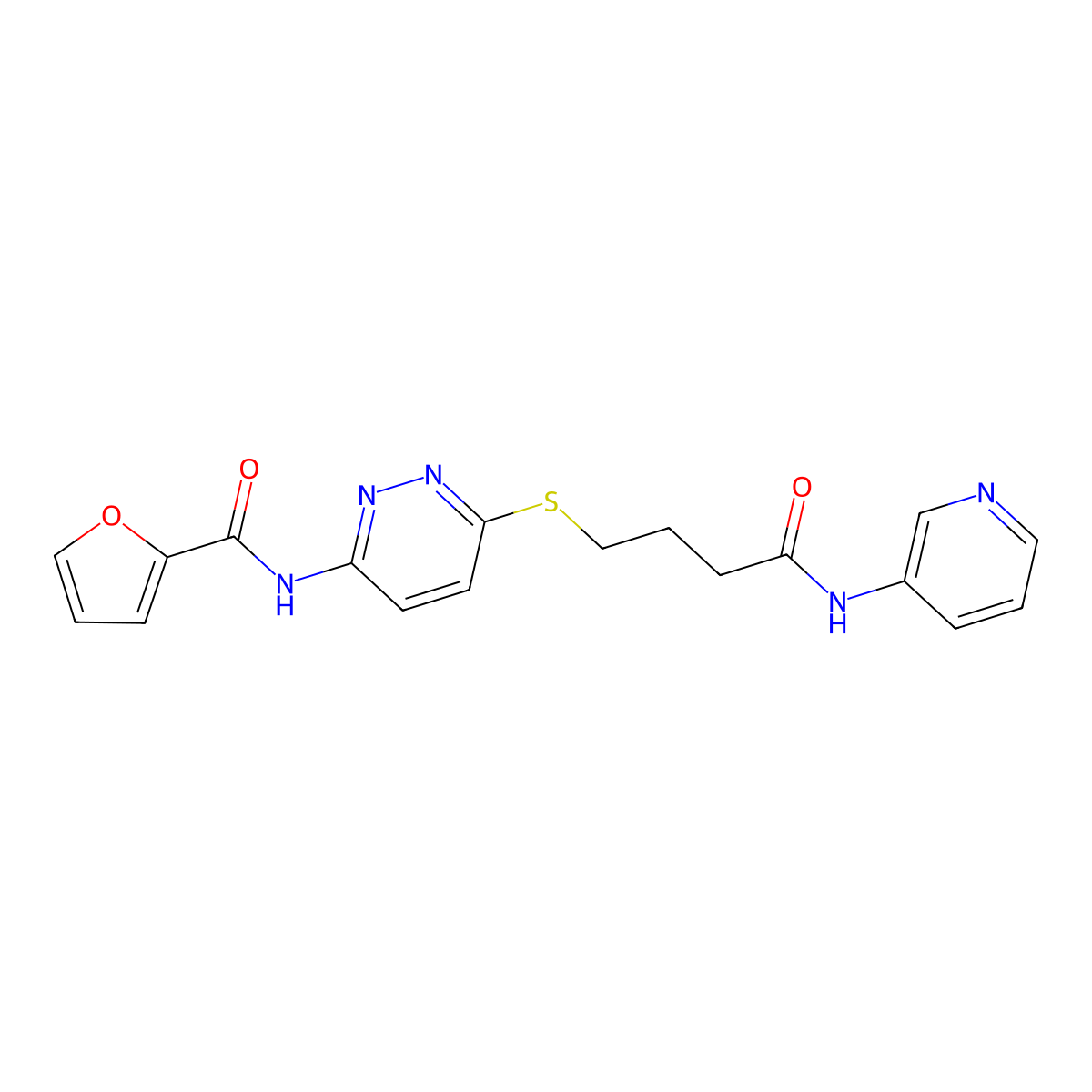 N-(6-((4-oxo-4-(pyridin-3-ylamino)butyl)thio)pyridazin-3-yl)furan-2-carboxamide molecular structure, CAS 1105218-06-1