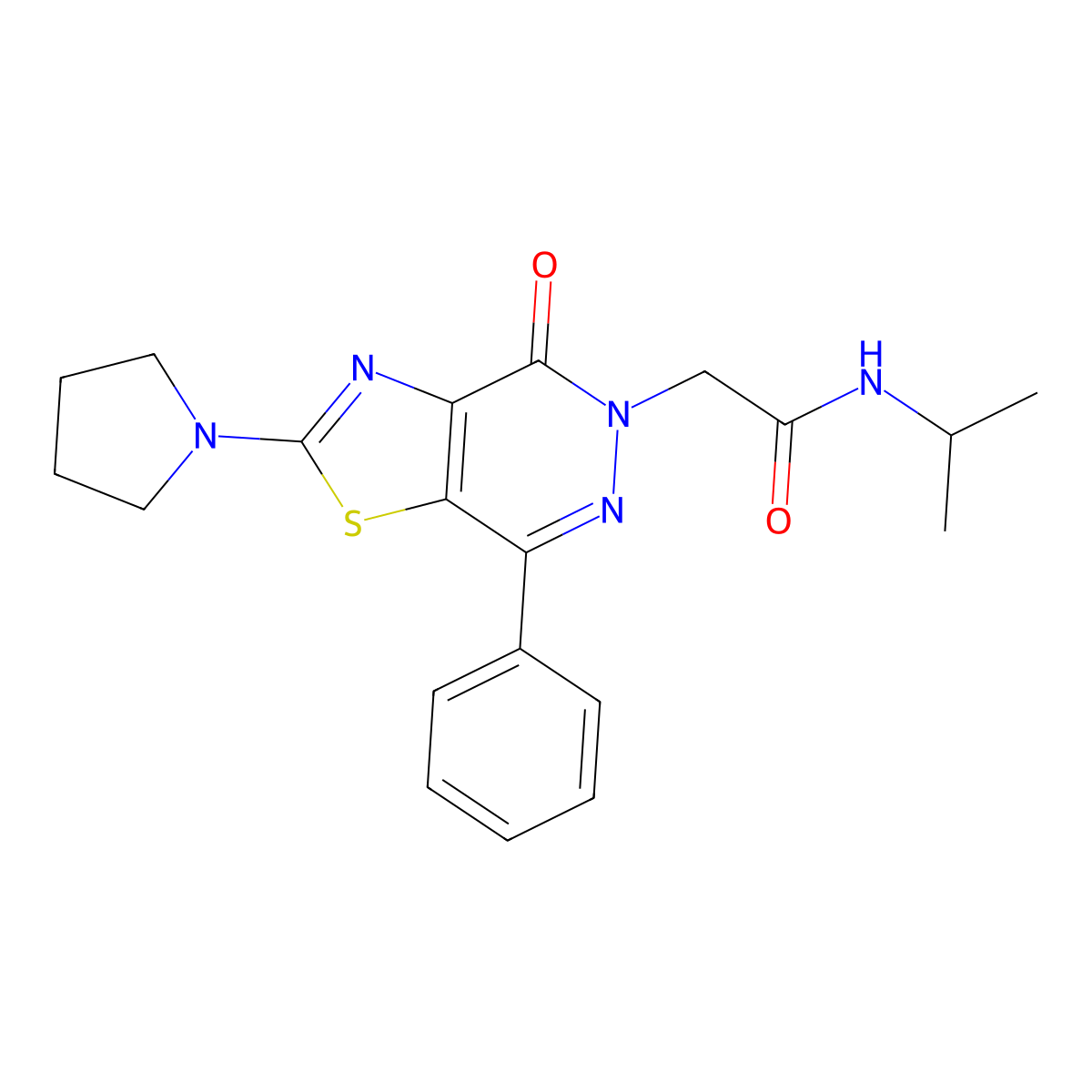 N-isopropyl-2-(4-oxo-7-phenyl-2-(pyrrolidin-1-yl)thiazolo[4,5-d]pyridazin-5(4H)-yl)acetamide molecular structure, CAS 1105218-11-8