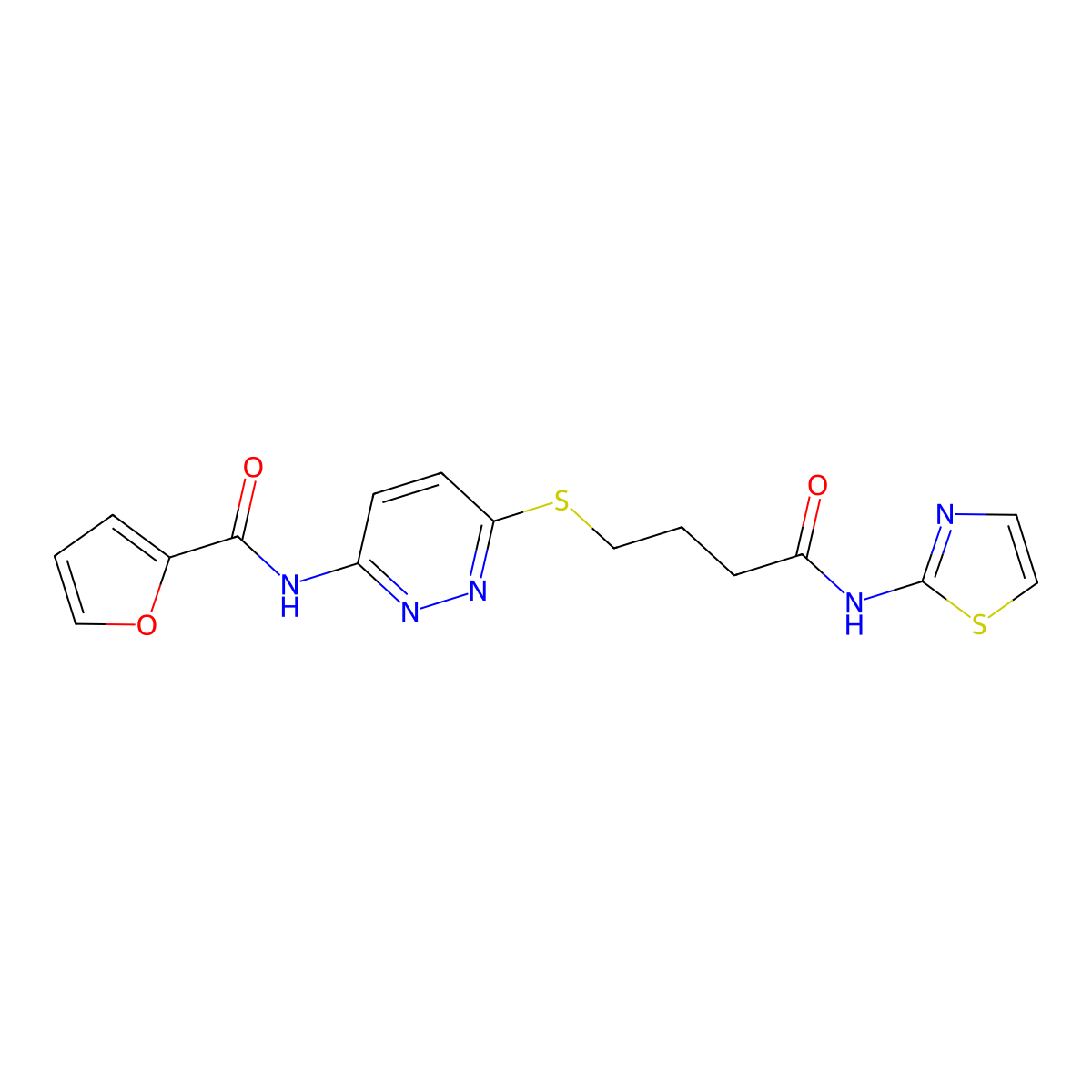 N-(6-((4-oxo-4-(thiazol-2-ylamino)butyl)thio)pyridazin-3-yl)furan-2-carboxamide molecular structure, CAS 1105218-12-9