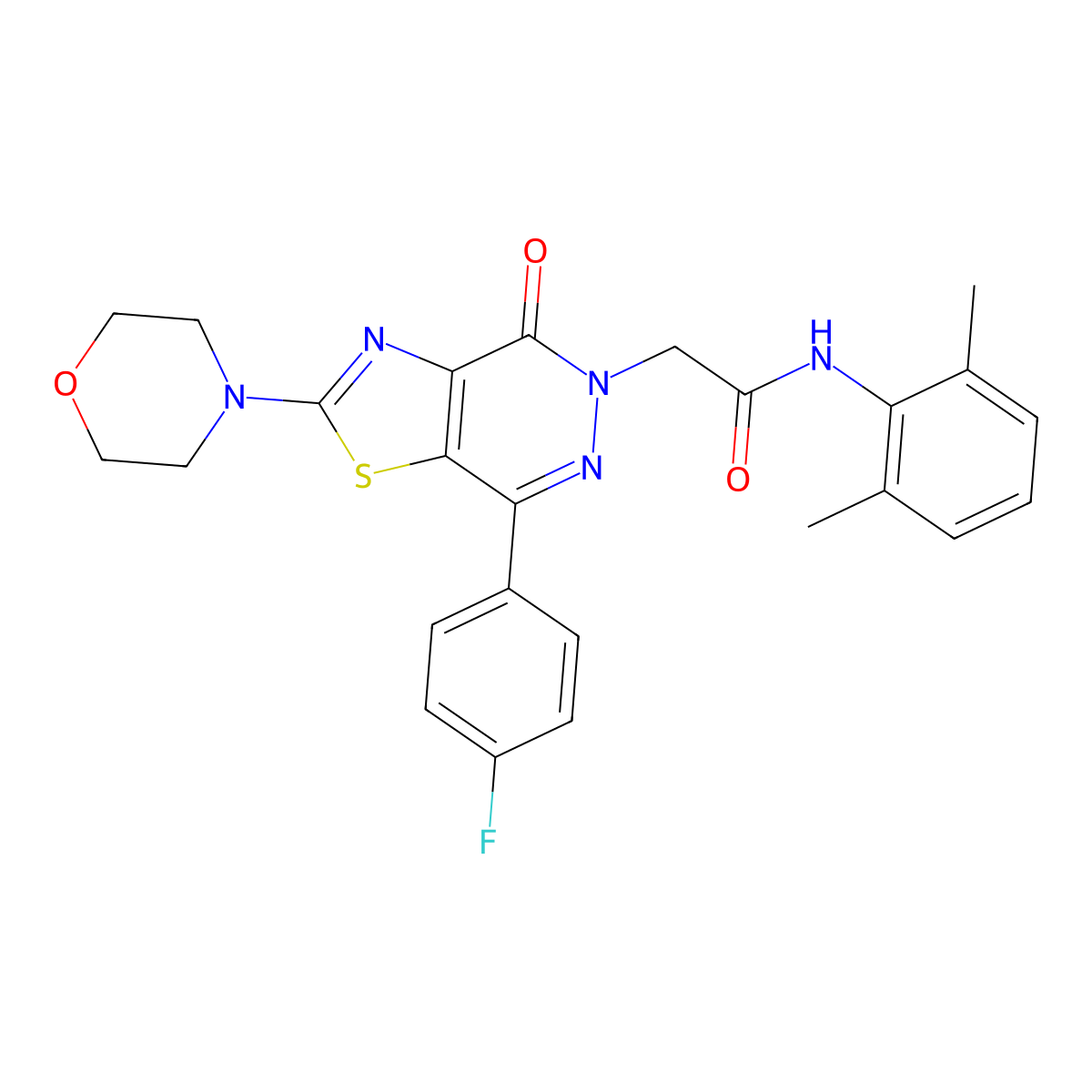 N-(2,6-dimethylphenyl)-2-(7-(4-fluorophenyl)-2-morpholino-4-oxothiazolo[4,5-d]pyridazin-5(4H)-yl)acetamide molecular structure, CAS 1105218-41-4