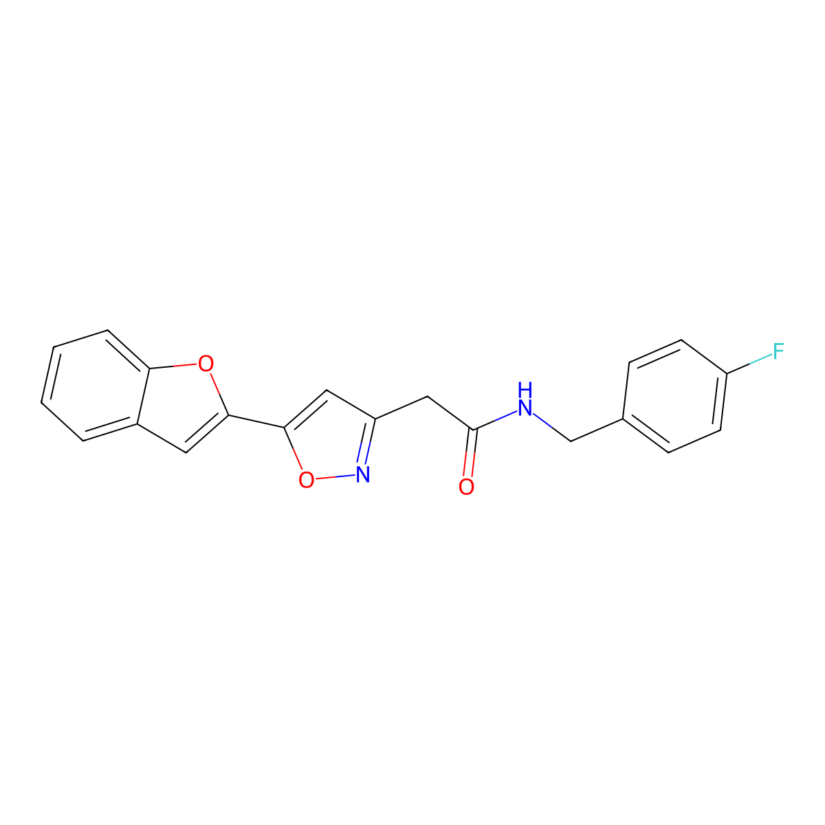 2-(5-(benzofuran-2-yl)isoxazol-3-yl)-N-(4-fluorobenzyl)acetamide molecular structure, CAS 1105218-45-8