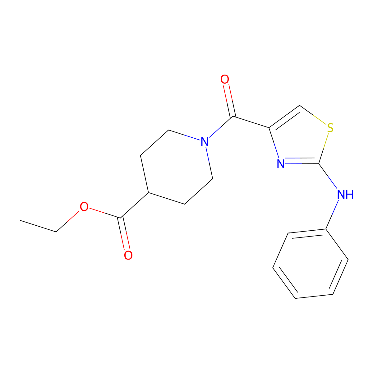 Ethyl 1-(2-(phenylamino)thiazole-4-carbonyl)piperidine-4-carboxylate molecular structure, CAS 1105218-46-9