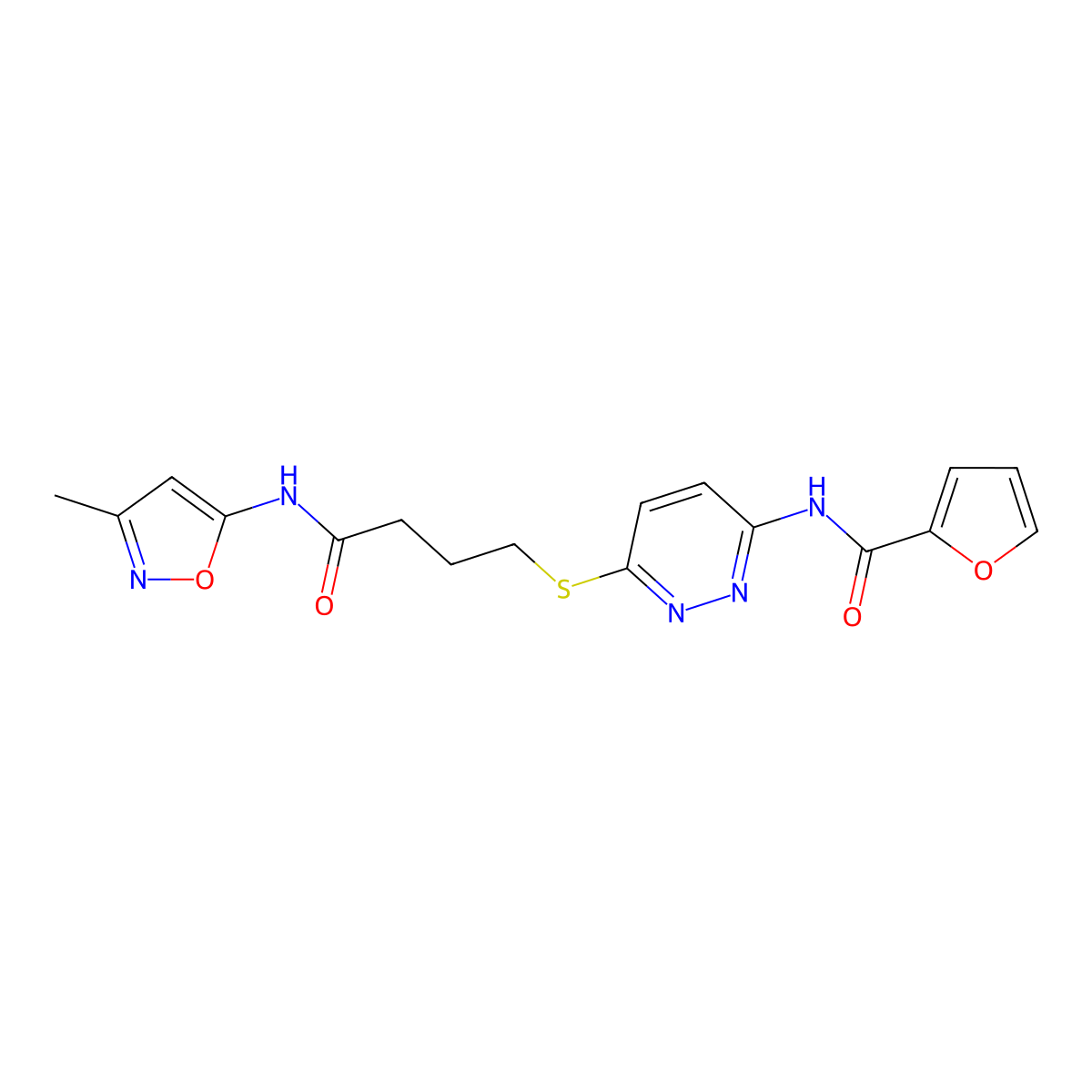 N-(6-((4-((3-methylisoxazol-5-yl)amino)-4-oxobutyl)thio)pyridazin-3-yl)furan-2-carboxamide molecular structure, CAS 1105218-48-1