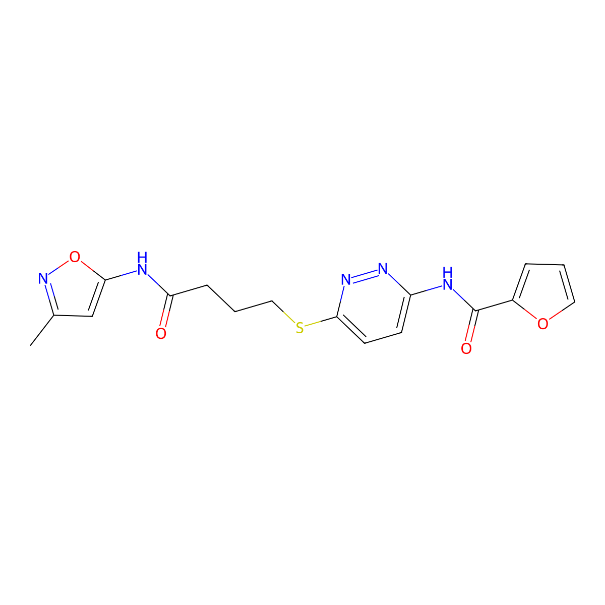 N-(6-((4-((3-methylisoxazol-5-yl)amino)-4-oxobutyl)thio)pyridazin-3-yl)furan-2-carboxamide molecular structure, CAS 1105218-48-1