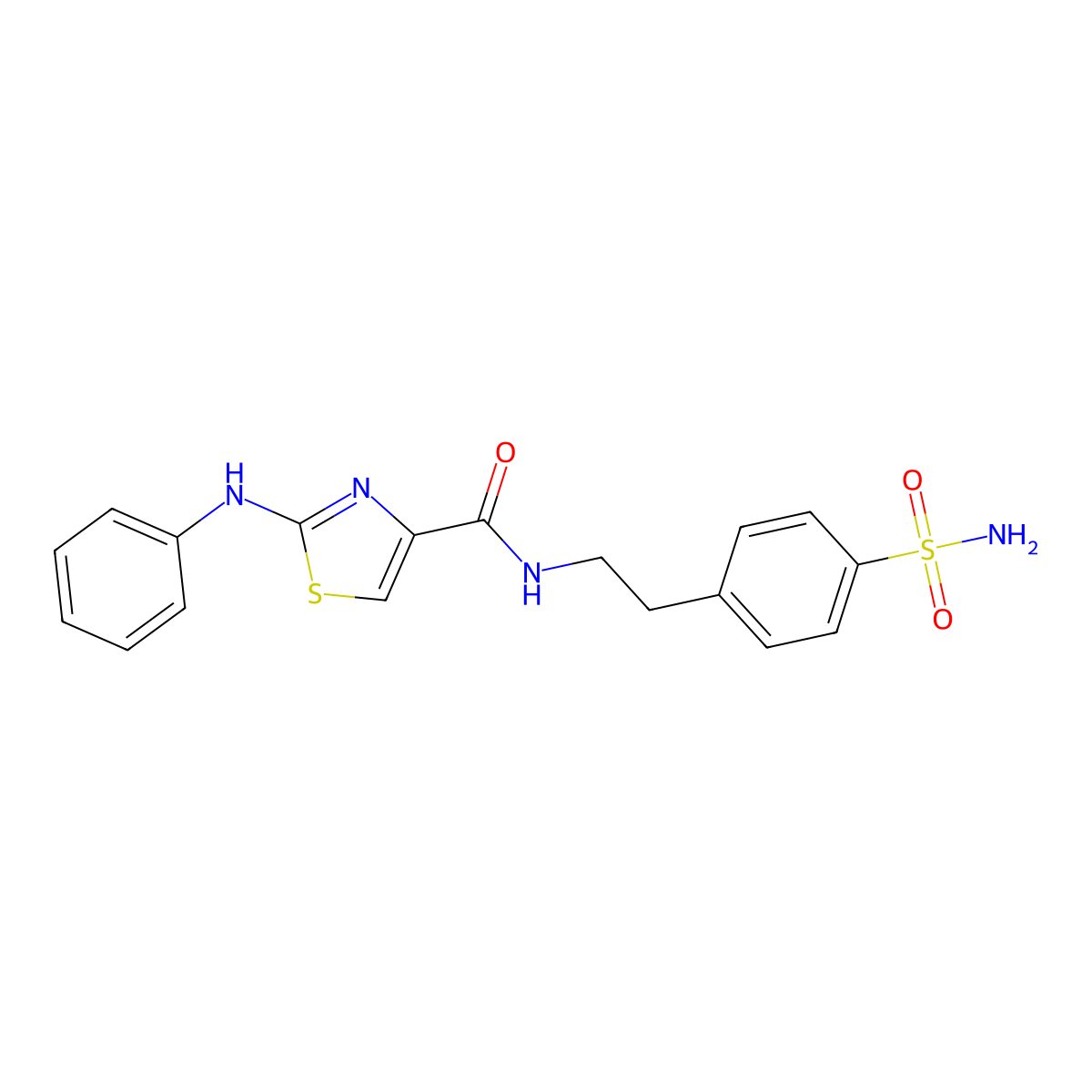 2-(phenylamino)-N-(4-sulfamoylphenethyl)thiazole-4-carboxamide molecular structure, CAS 1105218-52-7