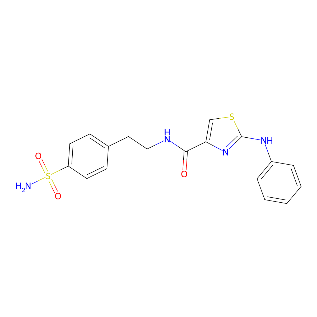 2-(phenylamino)-N-(4-sulfamoylphenethyl)thiazole-4-carboxamide molecular structure, CAS 1105218-52-7