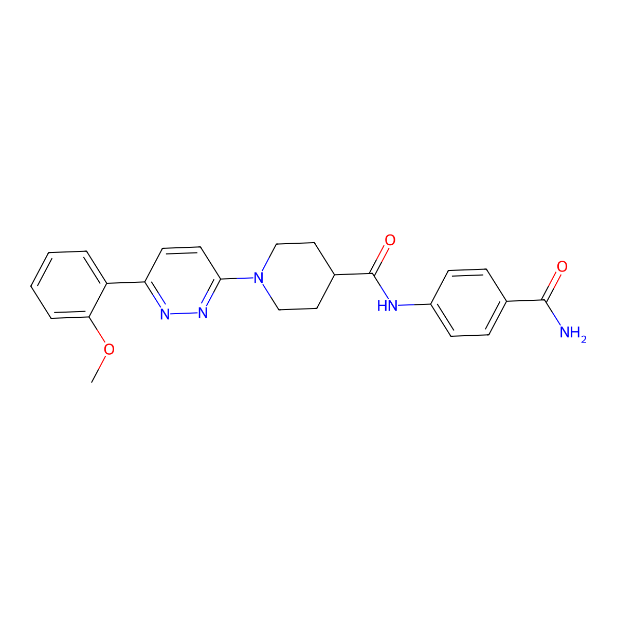 N-(4-carbamoylphenyl)-1-(6-(2-methoxyphenyl)pyridazin-3-yl)piperidine-4-carboxamide molecular structure, CAS 1105218-55-0