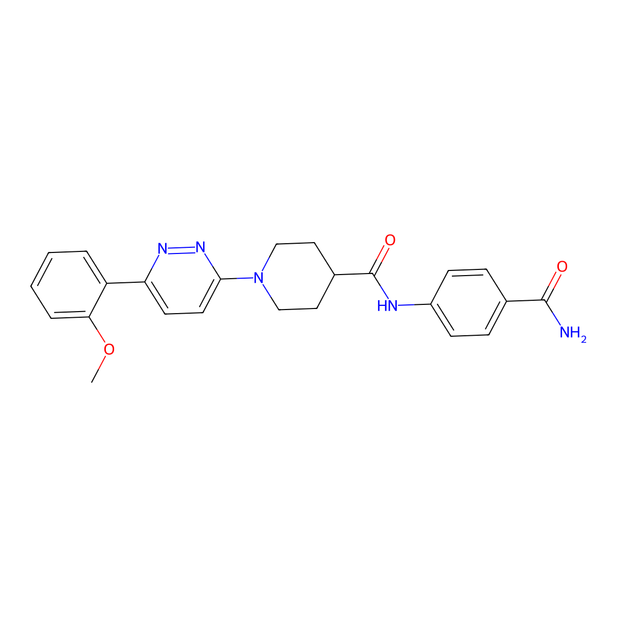 N-(4-carbamoylphenyl)-1-(6-(2-methoxyphenyl)pyridazin-3-yl)piperidine-4-carboxamide molecular structure, CAS 1105218-55-0