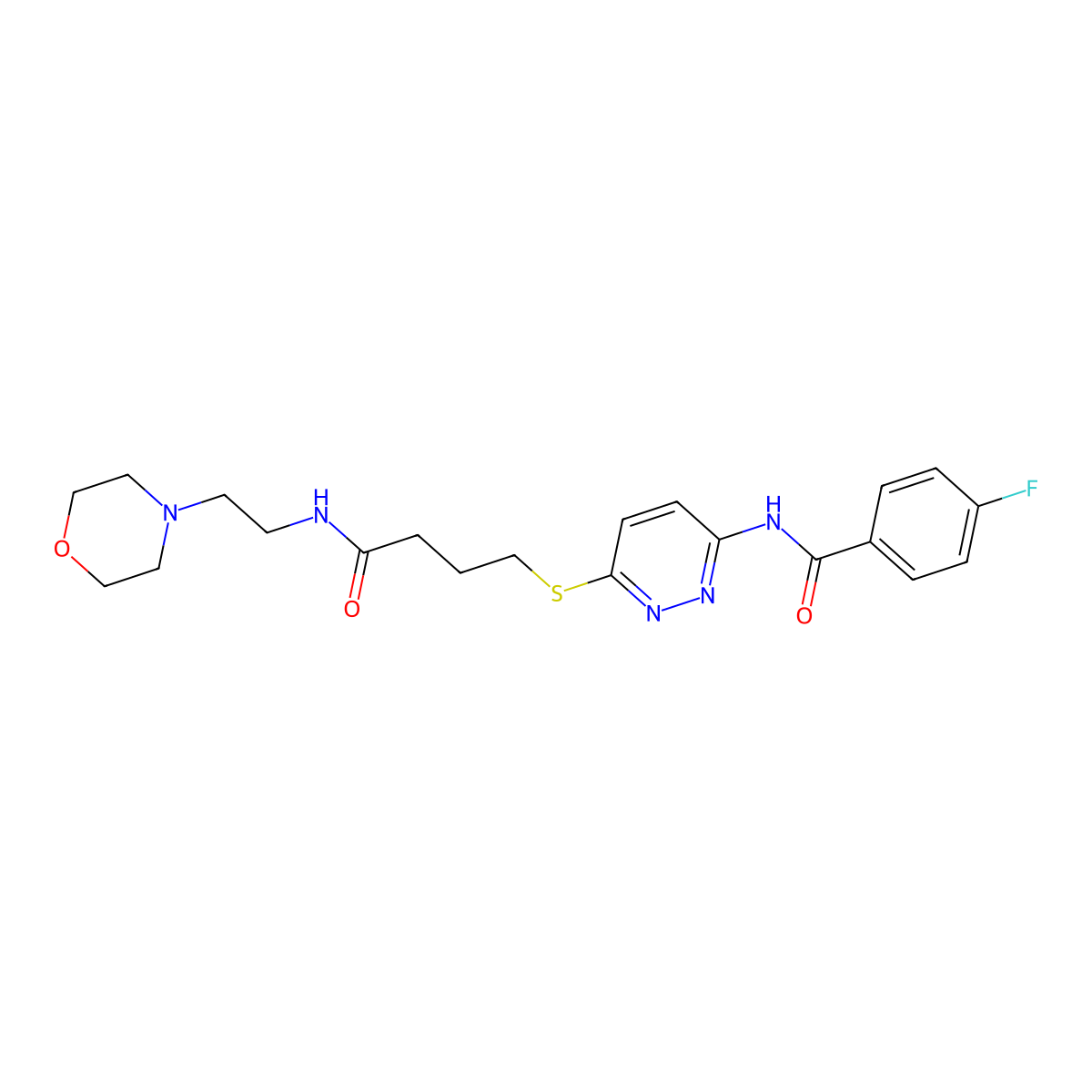 4-fluoro-N-(6-((4-((2-morpholinoethyl)amino)-4-oxobutyl)thio)pyridazin-3-yl)benzamide molecular structure, CAS 1105218-60-7