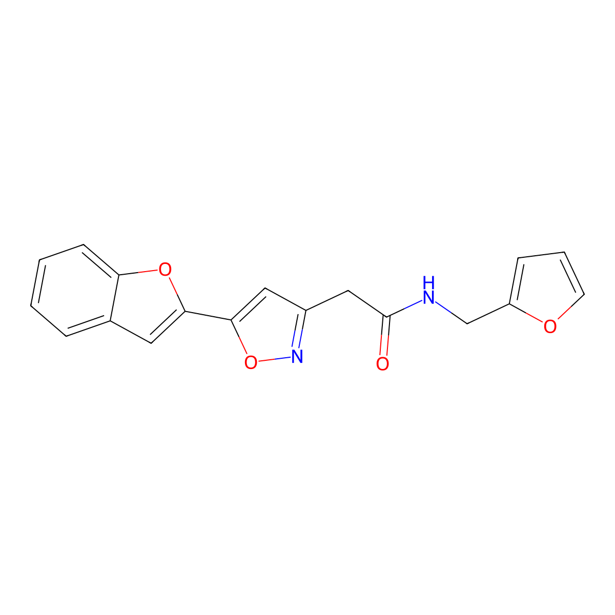 2-(5-(benzofuran-2-yl)isoxazol-3-yl)-N-(furan-2-ylmethyl)acetamide molecular structure, CAS 1105218-63-0