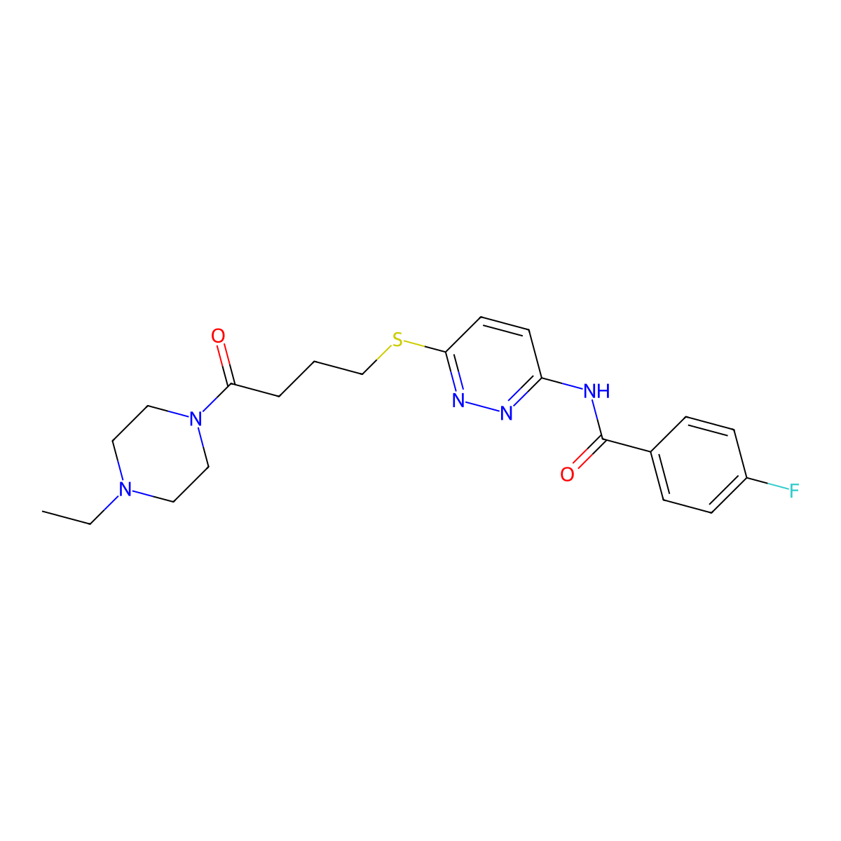 N-(6-((4-(4-ethylpiperazin-1-yl)-4-oxobutyl)thio)pyridazin-3-yl)-4-fluorobenzamide molecular structure, CAS 1105218-66-3