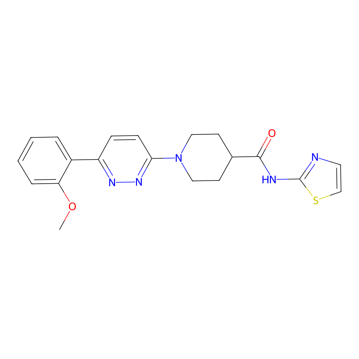 1-(6-(2-methoxyphenyl)pyridazin-3-yl)-N-(thiazol-2-yl)piperidine-4-carboxamide molecular structure, CAS 1105218-67-4