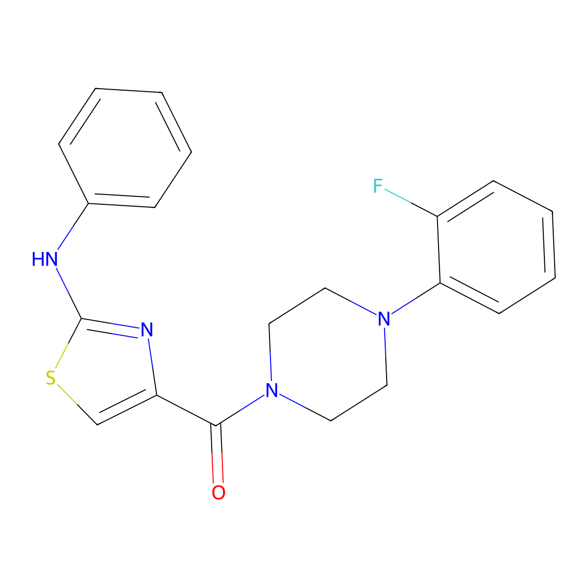(4-(2-Fluorophenyl)piperazin-1-yl)(2-(phenylamino)thiazol-4-yl)methanone molecular structure, CAS 1105218-70-9