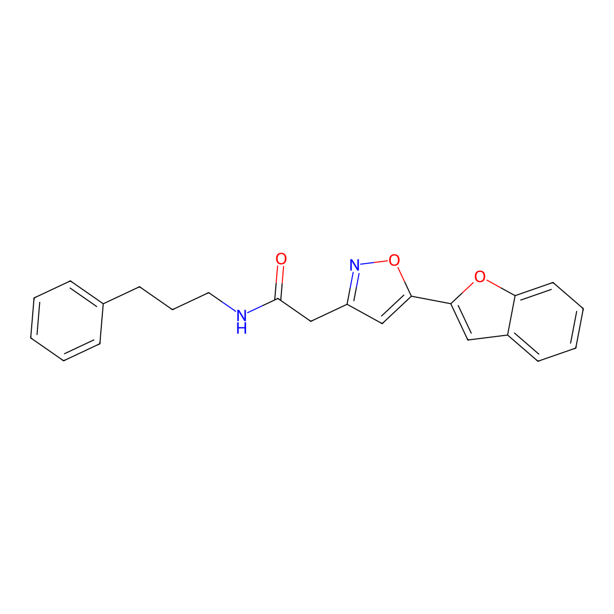2-[5-(1-benzofuran-2-yl)-1,2-oxazol-3-yl]-N-(3-phenylpropyl)acetamide molecular structure, CAS 1105218-81-2