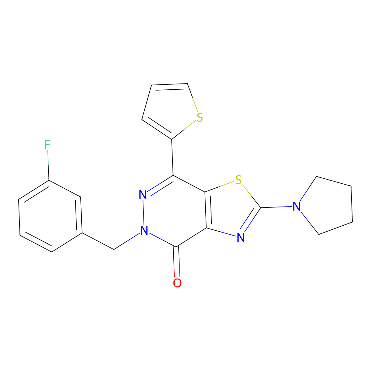 5-(3-fluorobenzyl)-2-(pyrrolidin-1-yl)-7-(thiophen-2-yl)thiazolo[4,5-d]pyridazin-4(5H)-one molecular structure, CAS 1105218-83-4