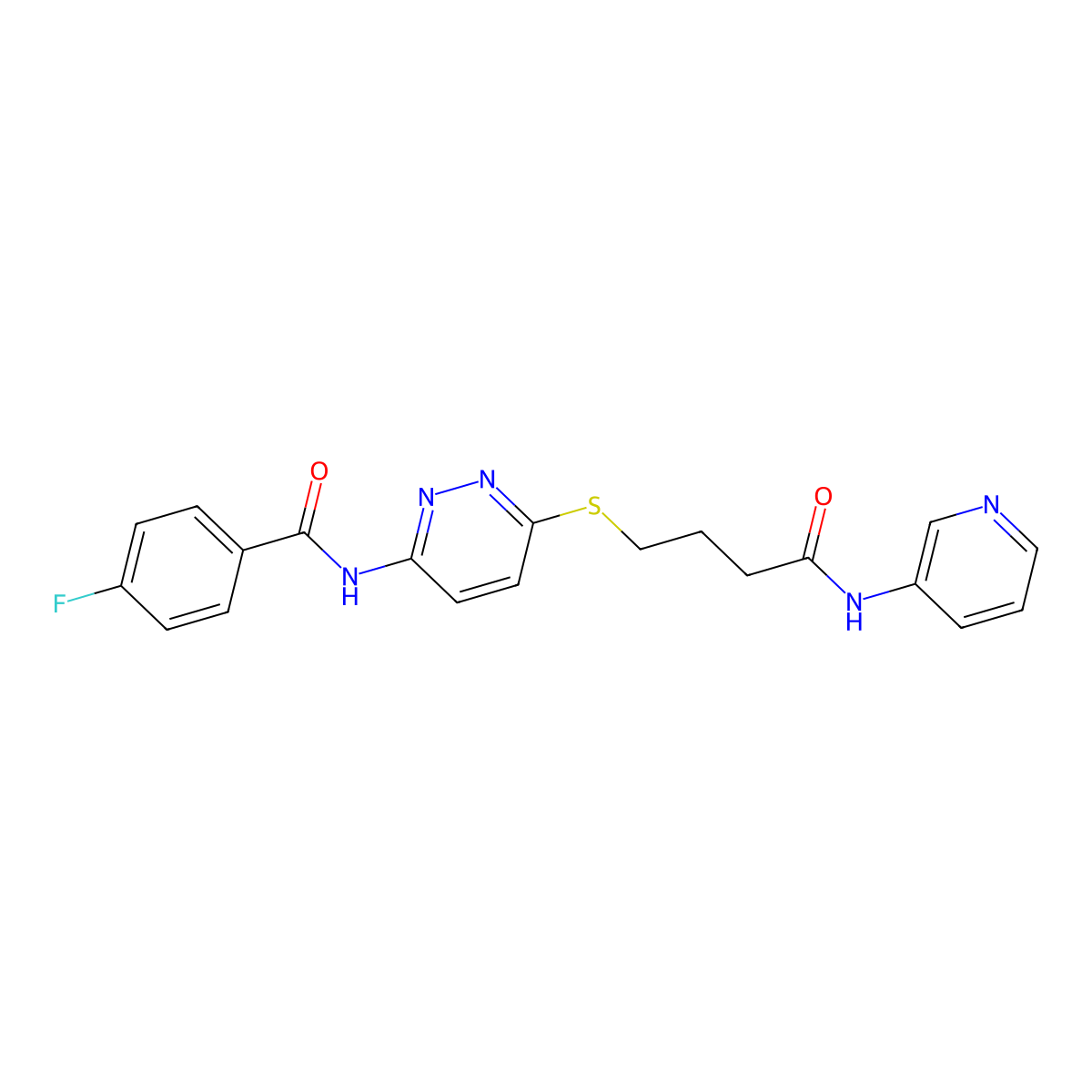 4-fluoro-N-(6-((4-oxo-4-(pyridin-3-ylamino)butyl)thio)pyridazin-3-yl)benzamide molecular structure, CAS 1105218-84-5
