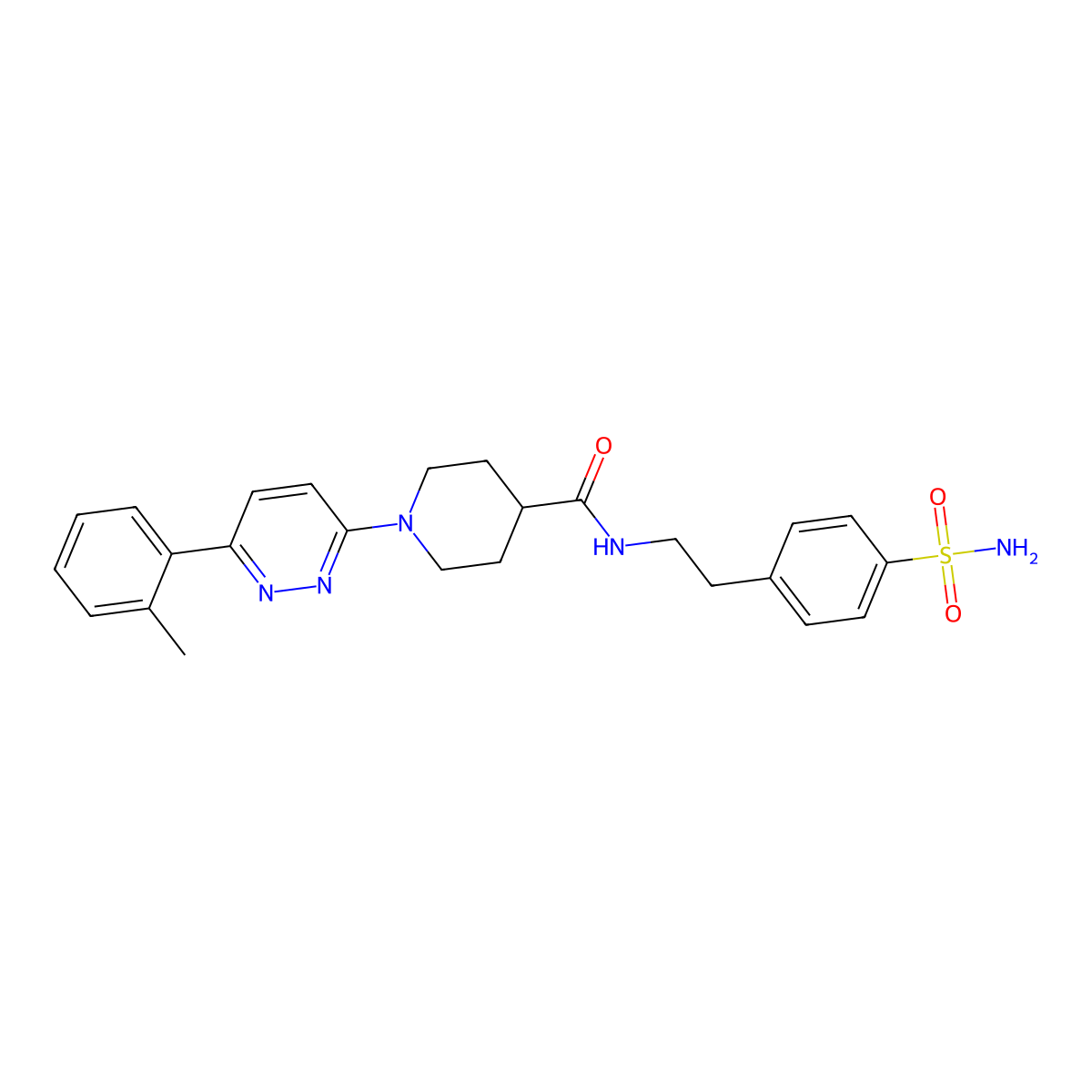 N-(4-sulfamoylphenethyl)-1-(6-(o-tolyl)pyridazin-3-yl)piperidine-4-carboxamide molecular structure, CAS 1105218-85-6