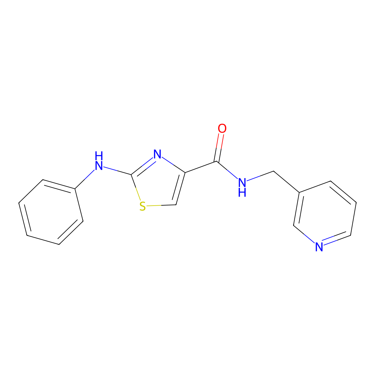 2-(phenylamino)-N-(pyridin-3-ylmethyl)thiazole-4-carboxamide molecular structure, CAS 1105218-88-9