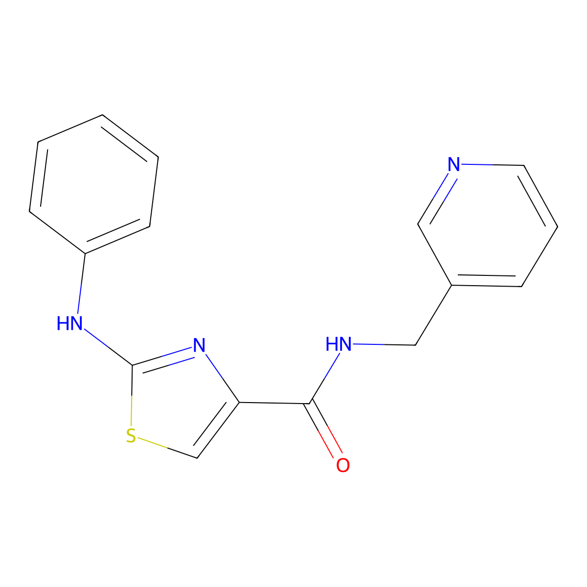 2-(phenylamino)-N-(pyridin-3-ylmethyl)thiazole-4-carboxamide molecular structure, CAS 1105218-88-9