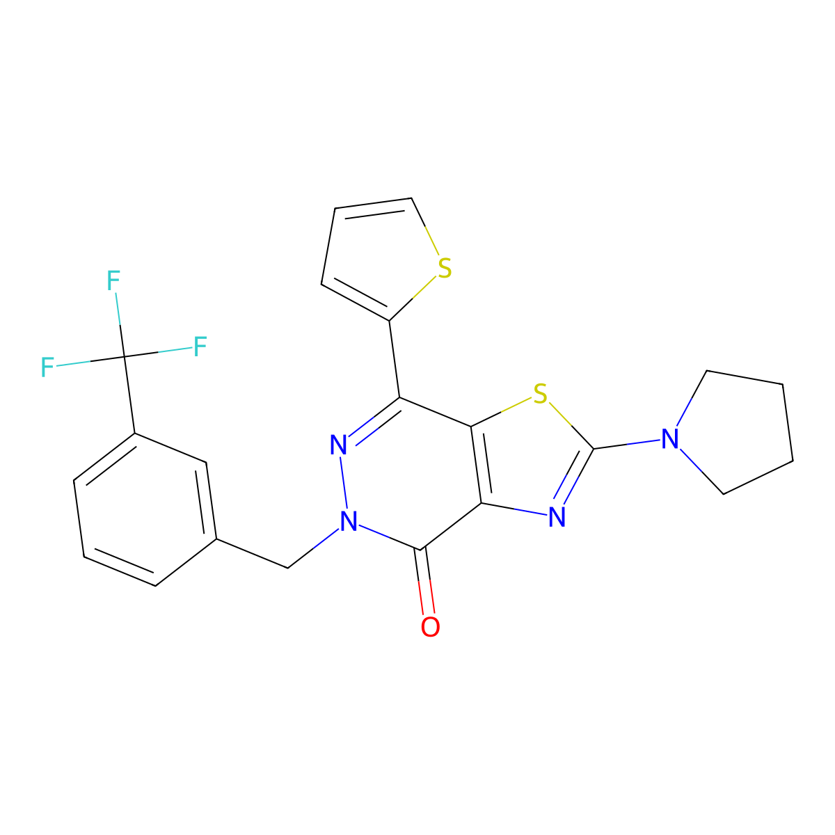 2-(pyrrolidin-1-yl)-7-(thiophen-2-yl)-5-(3-(trifluoromethyl)benzyl)thiazolo[4,5-d]pyridazin-4(5H)-one molecular structure, CAS 1105218-90-3