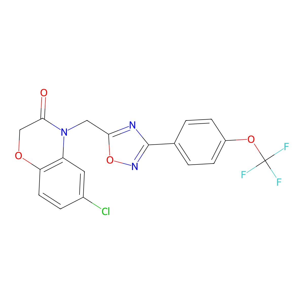 6-chloro-4-((3-(4-(trifluoromethoxy)phenyl)-1,2,4-oxadiazol-5-yl)methyl)-2H-benzo[b][1,4]oxazin-3(4H)-one molecular structure, CAS 1105218-96-9