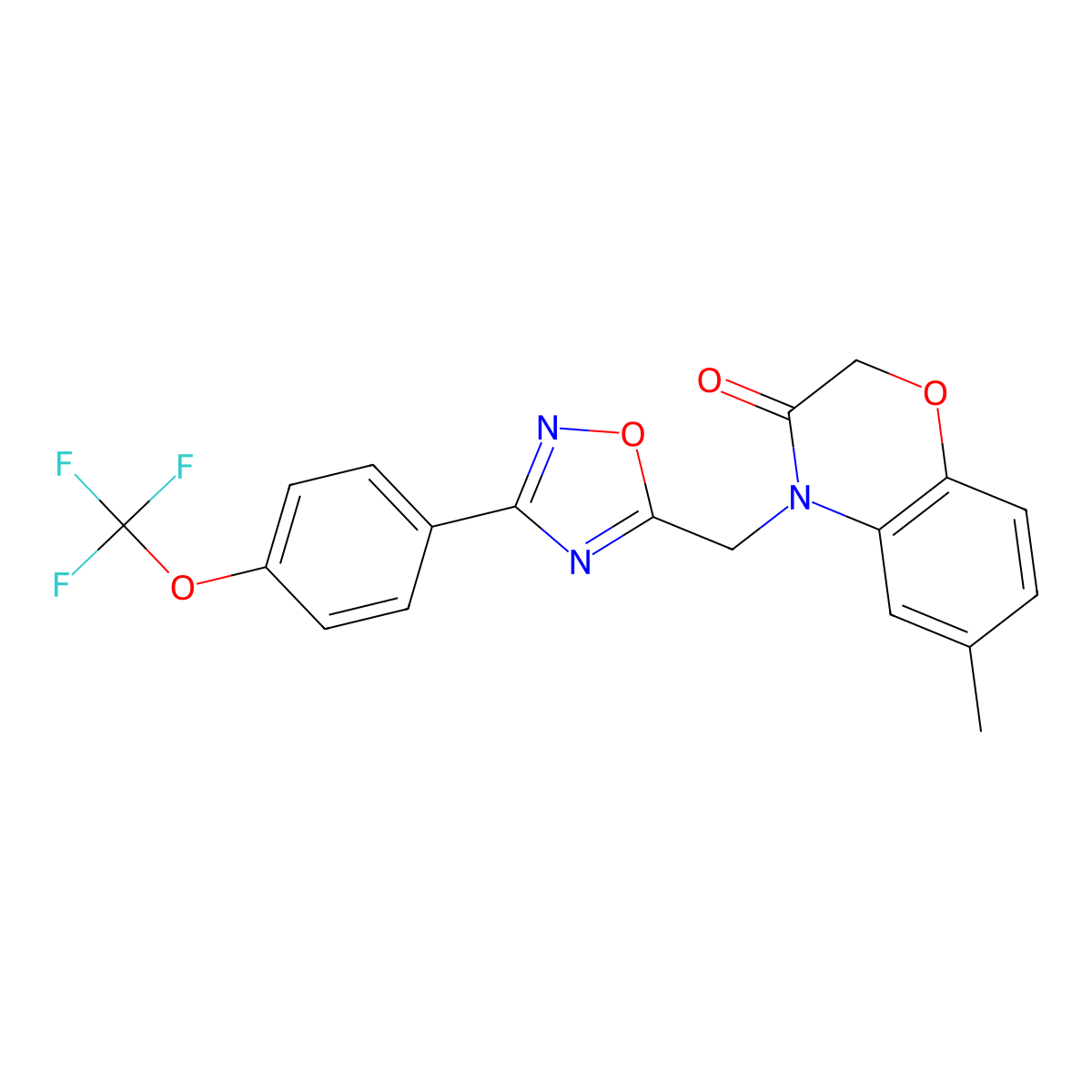 6-methyl-4-((3-(4-(trifluoromethoxy)phenyl)-1,2,4-oxadiazol-5-yl)methyl)-2H-benzo[b][1,4]oxazin-3(4H)-one molecular structure, CAS 1105219-03-1