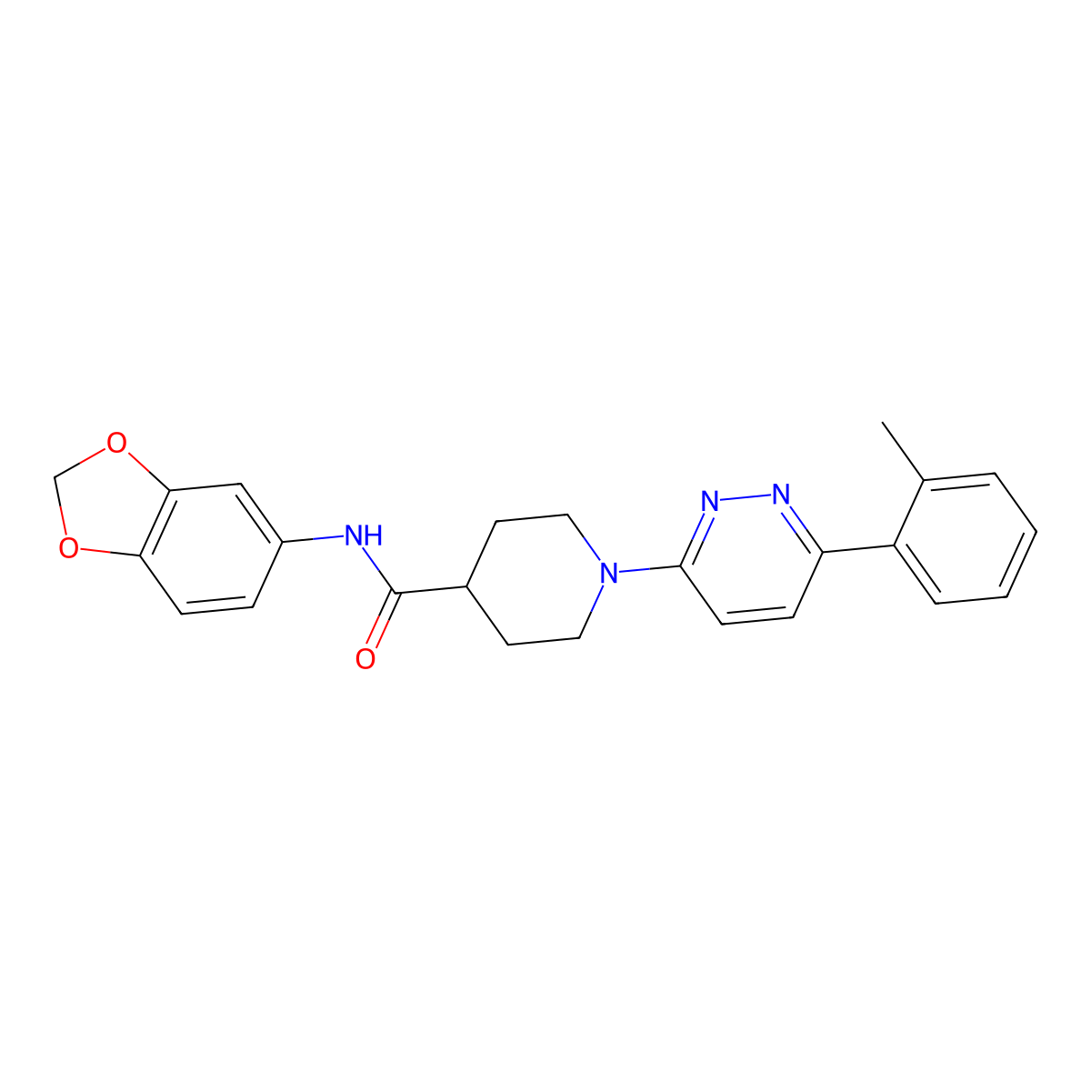N-(benzo[d][1,3]dioxol-5-yl)-1-(6-(o-tolyl)pyridazin-3-yl)piperidine-4-carboxamide molecular structure, CAS 1105219-06-4