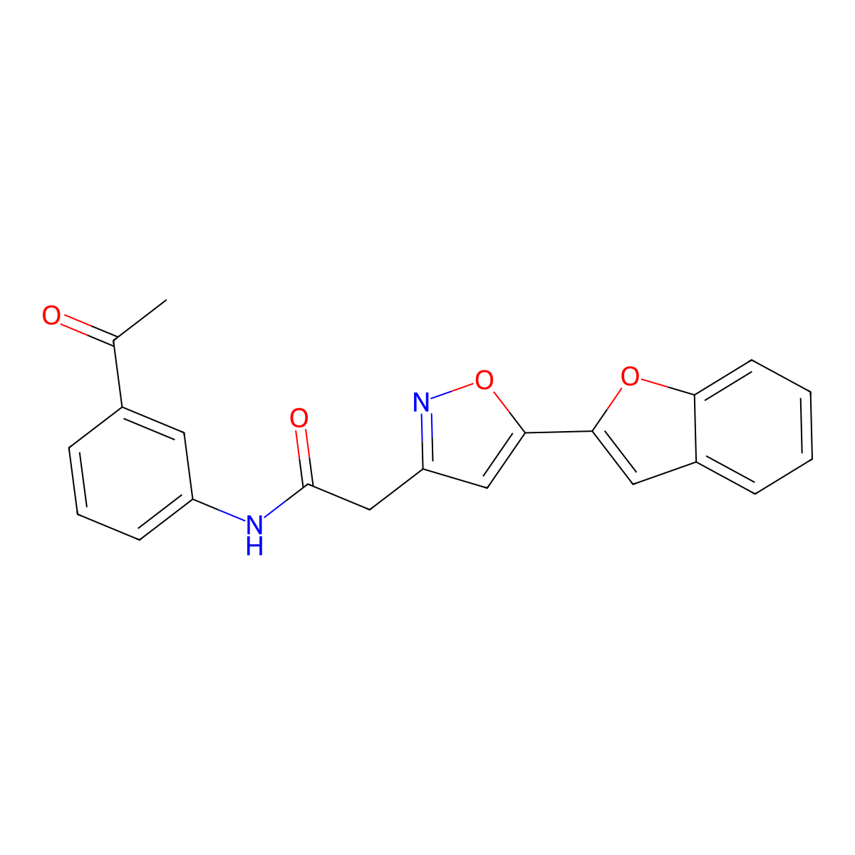 N-(3-acetylphenyl)-2-[5-(1-benzofuran-2-yl)-1,2-oxazol-3-yl]acetamide molecular structure, CAS 1105219-08-6