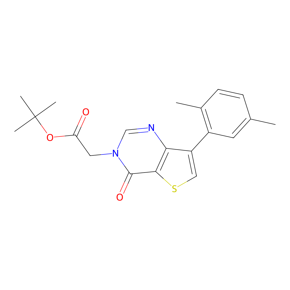 tert-butyl 2-(7-(2,5-dimethylphenyl)-4-oxothieno[3,2-d]pyrimidin-3(4H)-yl)acetate molecular structure, CAS 1105219-17-7