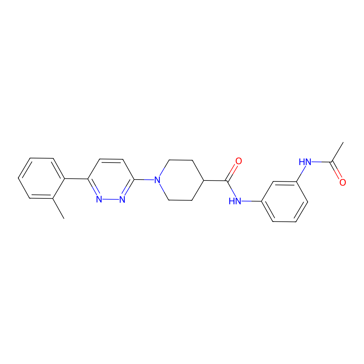 N-(3-acetamidophenyl)-1-(6-(o-tolyl)pyridazin-3-yl)piperidine-4-carboxamide molecular structure, CAS 1105219-34-8