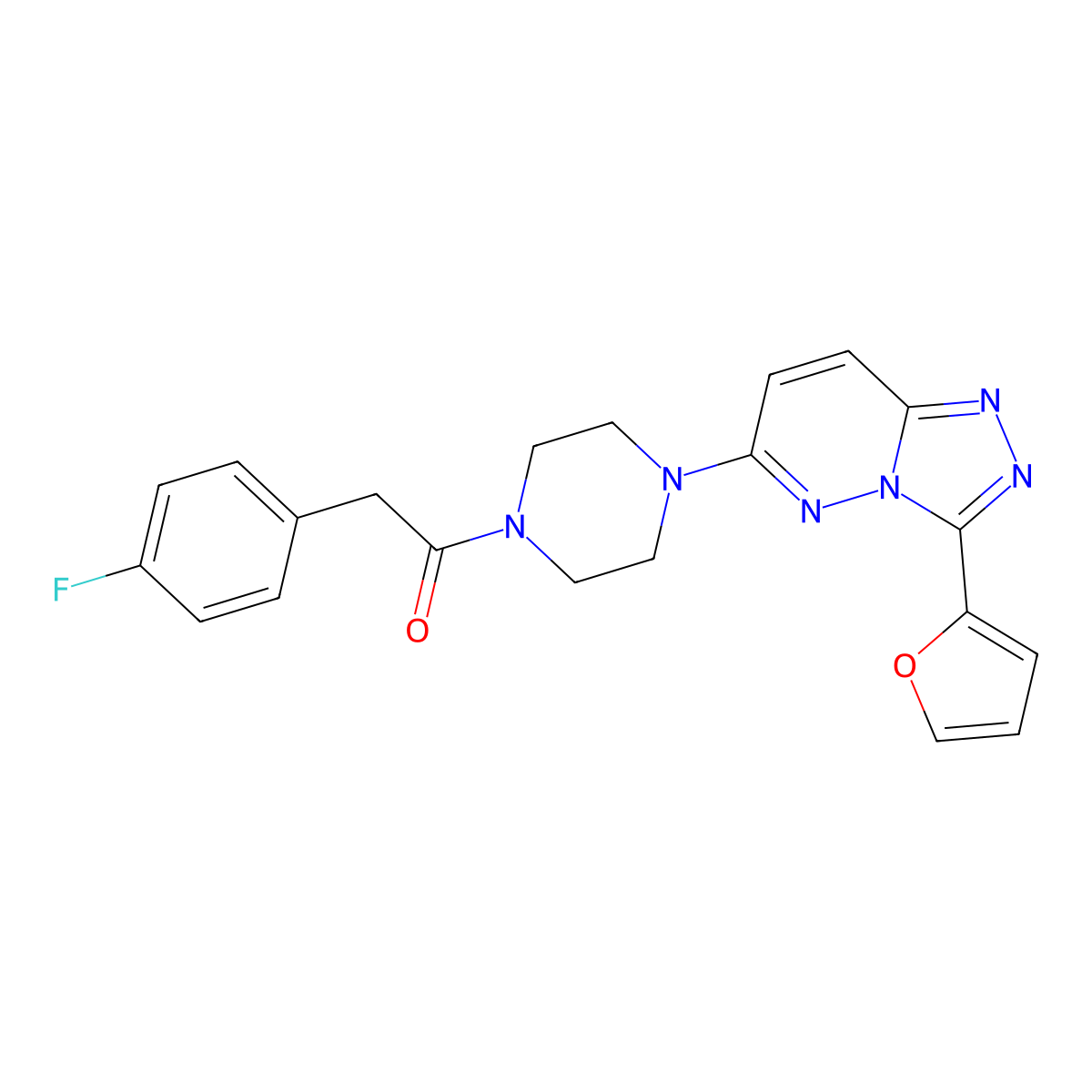 2-(4-Fluorophenyl)-1-(4-(3-(furan-2-yl)-[1,2,4]triazolo[4,3-b]pyridazin-6-yl)piperazin-1-yl)ethanone molecular structure, CAS 1105219-39-3