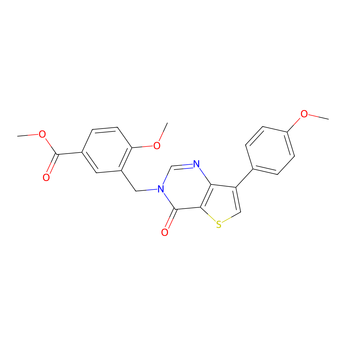 methyl 4-methoxy-3-{[7-(4-methoxyphenyl)-4-oxothieno[3,2-d]pyrimidin-3(4H)-yl]methyl}benzoate molecular structure, CAS 1105219-41-7