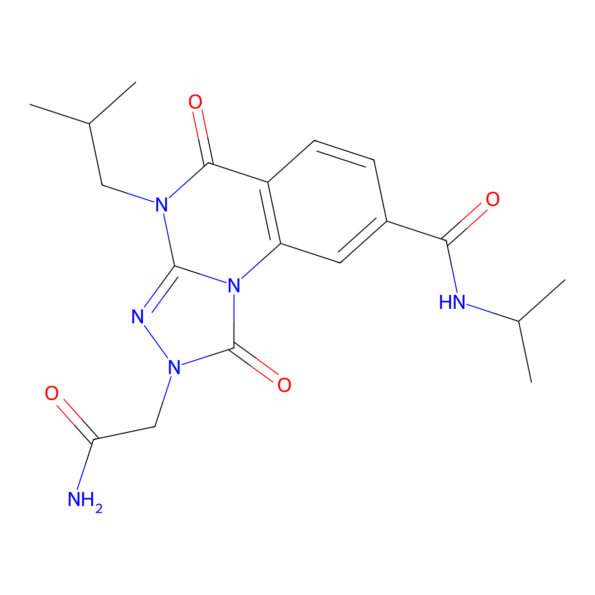 2-(2-amino-2-oxoethyl)-4-isobutyl-N-isopropyl-1,5-dioxo-1,2,4,5-tetrahydro-[1,2,4]triazolo[4,3-a]quinazoline-8-carboxamide molecular structure, CAS 1105219-42-8