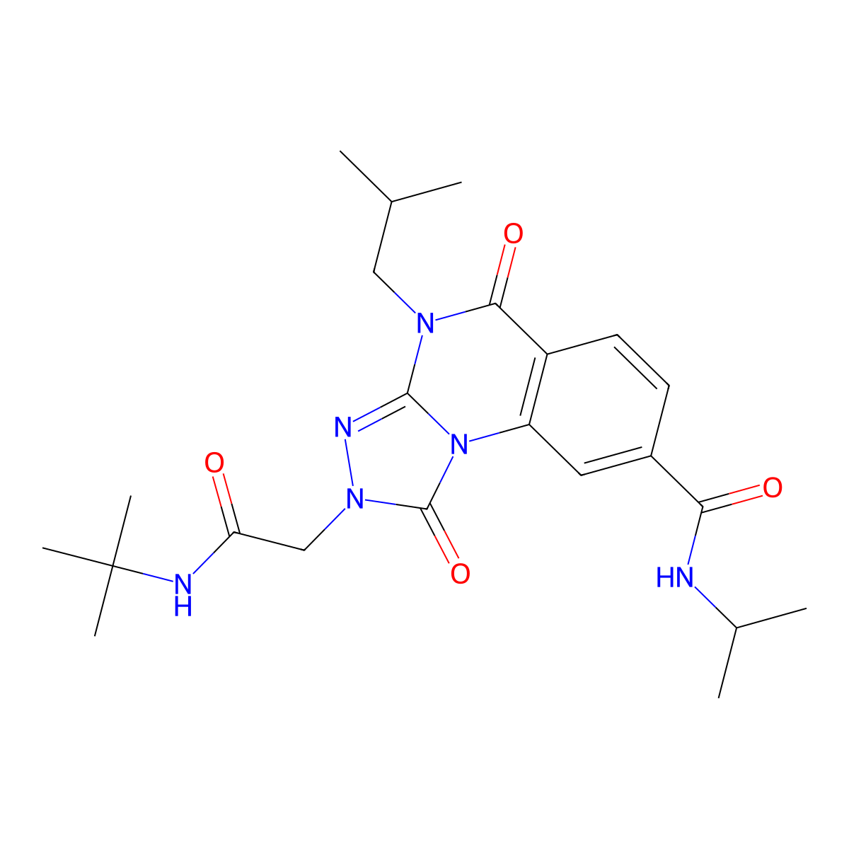 2-(2-(tert-butylamino)-2-oxoethyl)-4-isobutyl-N-isopropyl-1,5-dioxo-1,2,4,5-tetrahydro-[1,2,4]triazolo[4,3-a]quinazoline-8-carboxamide molecular structure, CAS 1105219-49-5