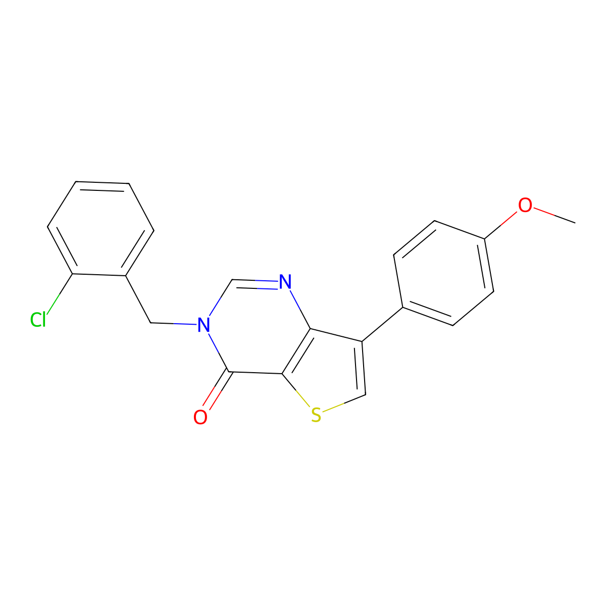 3-(2-chlorobenzyl)-7-(4-methoxyphenyl)thieno[3,2-d]pyrimidin-4(3H)-one molecular structure, CAS 1105219-55-3