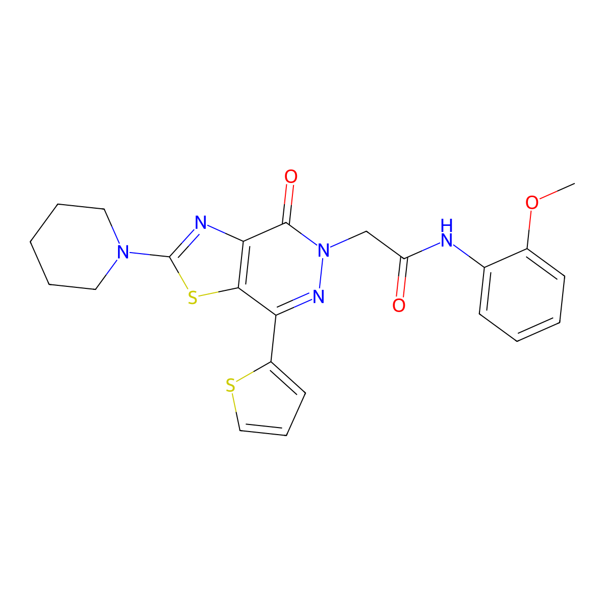 N-(2-methoxyphenyl)-2-(4-oxo-2-(piperidin-1-yl)-7-(thiophen-2-yl)thiazolo[4,5-d]pyridazin-5(4H)-yl)acetamide molecular structure, CAS 1105219-58-6