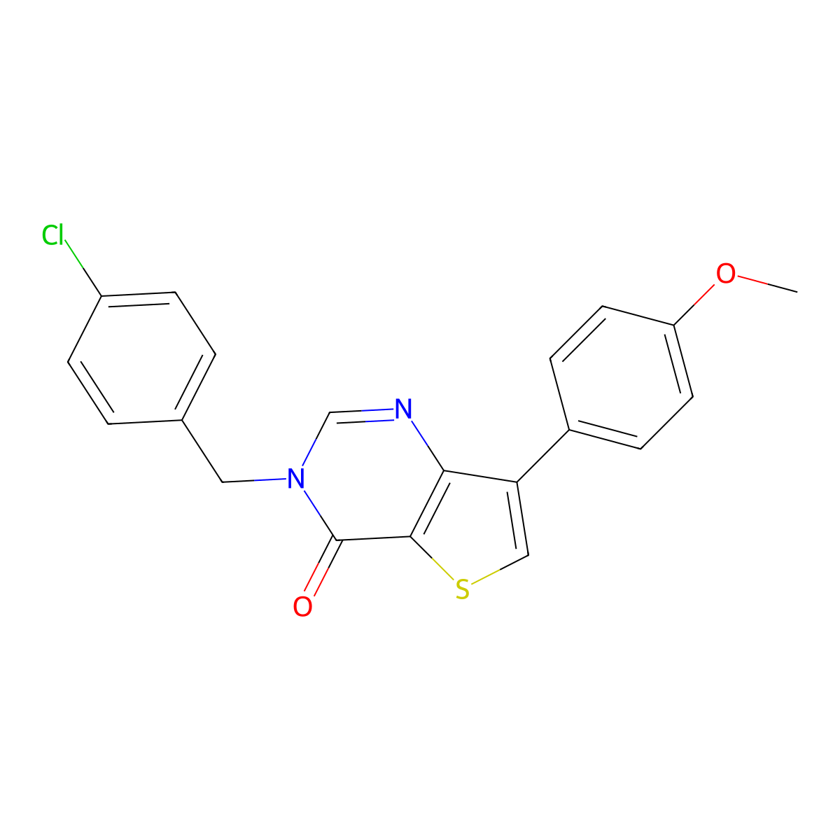 3-(4-chlorobenzyl)-7-(4-methoxyphenyl)thieno[3,2-d]pyrimidin-4(3H)-one molecular structure, CAS 1105219-62-2