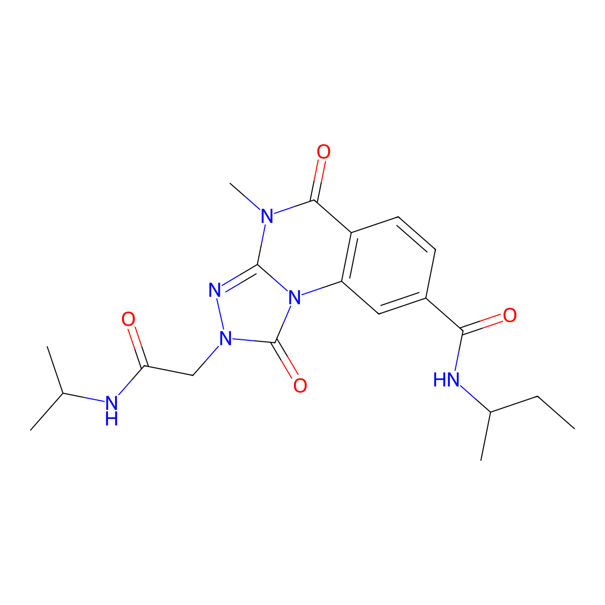 N-(sec-butyl)-2-(2-(isopropylamino)-2-oxoethyl)-4-methyl-1,5-dioxo-1,2,4,5-tetrahydro-[1,2,4]triazolo[4,3-a]quinazoline-8-carboxamide molecular structure, CAS 1105219-63-3