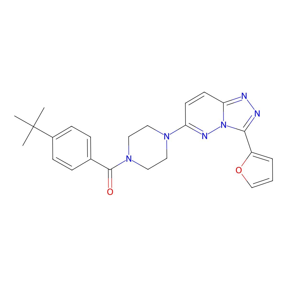 (4-(Tert-butyl)phenyl)(4-(3-(furan-2-yl)-[1,2,4]triazolo[4,3-b]pyridazin-6-yl)piperazin-1-yl)methanone molecular structure, CAS 1105219-66-6