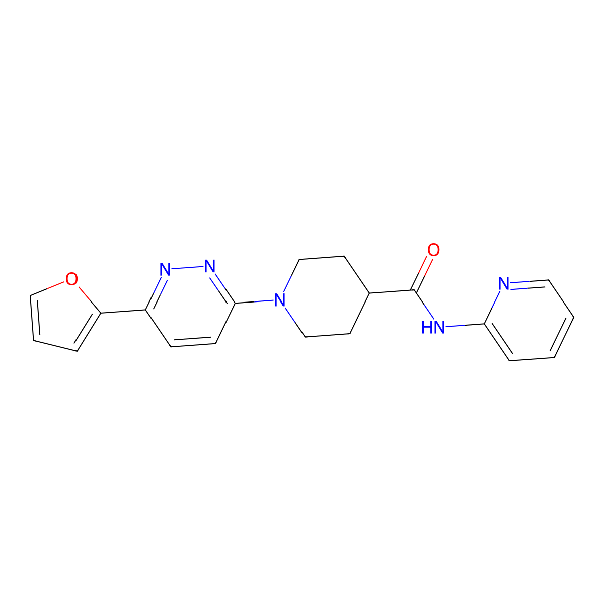 1-(6-(furan-2-yl)pyridazin-3-yl)-N-(pyridin-2-yl)piperidine-4-carboxamide molecular structure, CAS 1105219-68-8