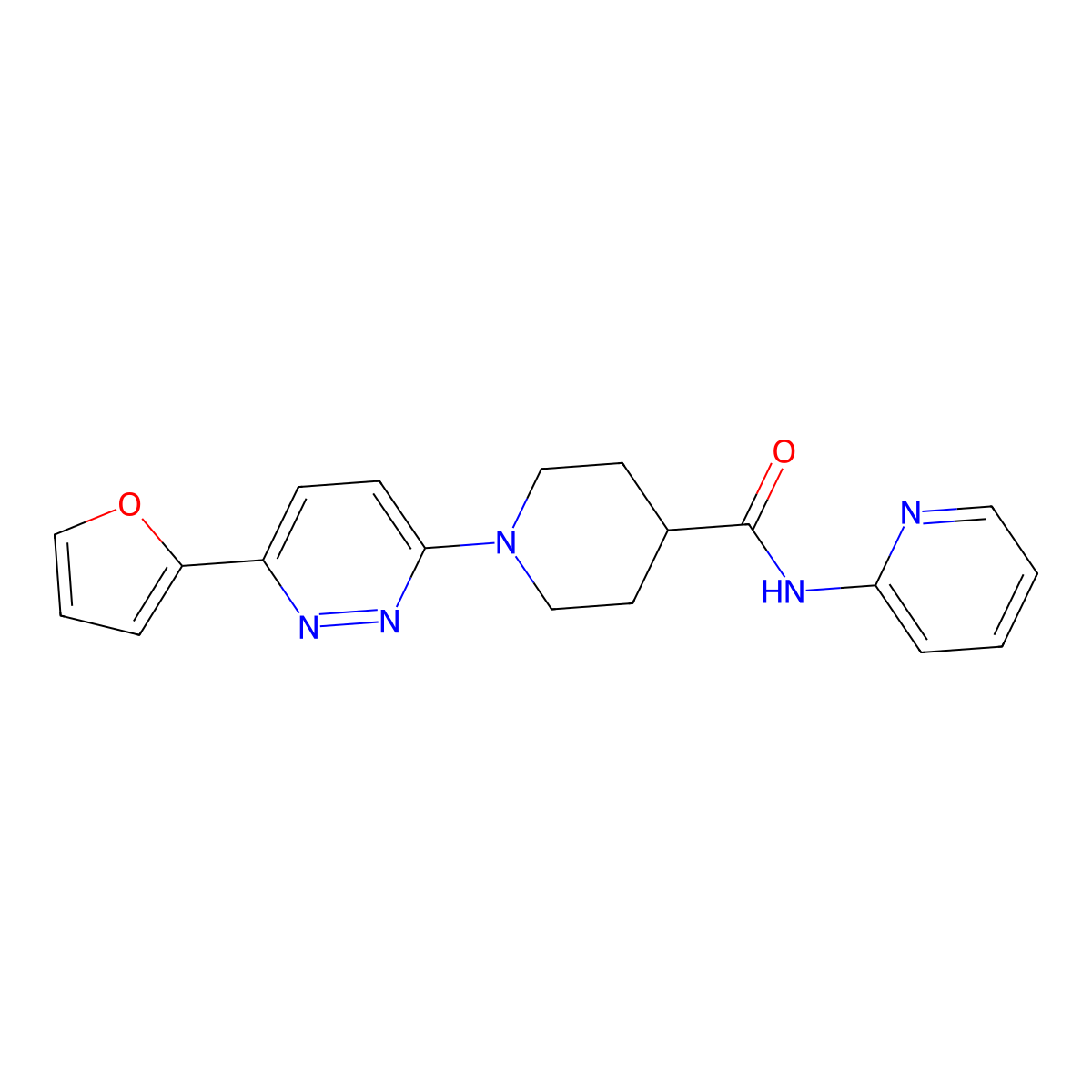 1-(6-(furan-2-yl)pyridazin-3-yl)-N-(pyridin-2-yl)piperidine-4-carboxamide molecular structure, CAS 1105219-68-8